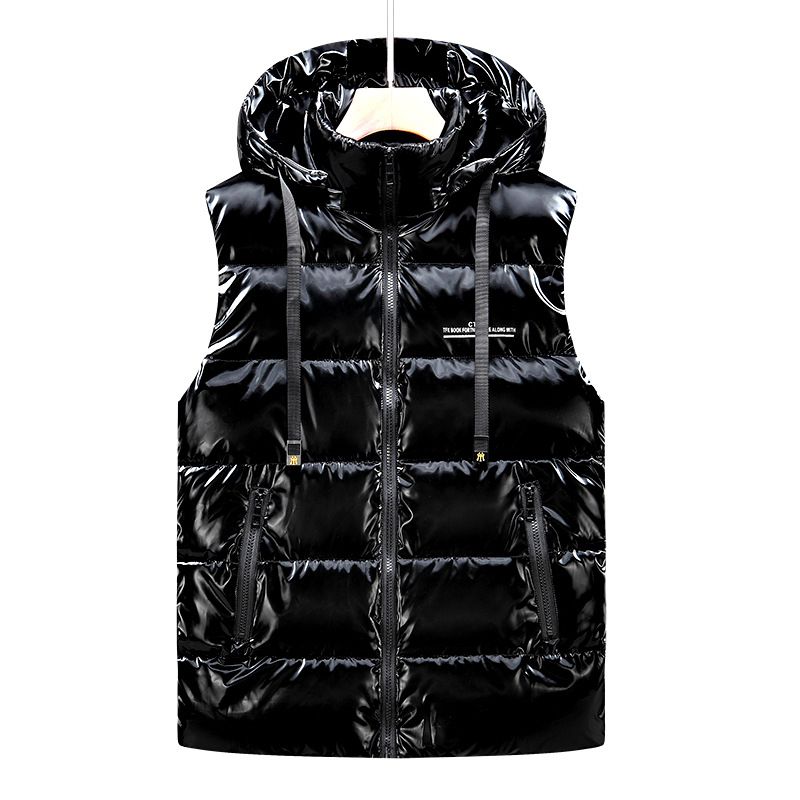 Hooded Vest Jacket Men Winter Puffer Waistcoat Male Warm Casual Zipper Jacket