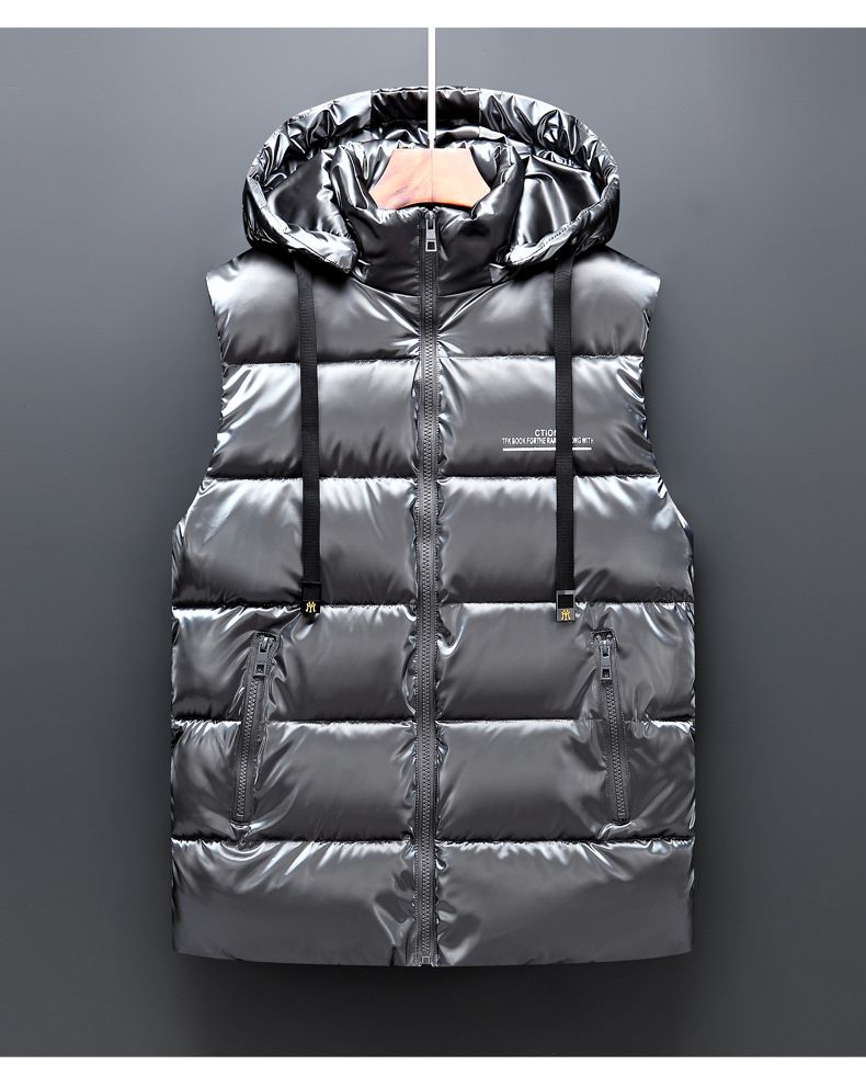 Hooded Vest Jacket Men Winter Puffer Waistcoat Male Warm Casual Zipper Jacket