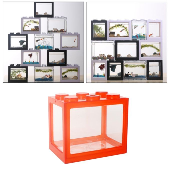 Aquarium Fish Tank Mini Building Blocks Spider Box Home Decor Red Red