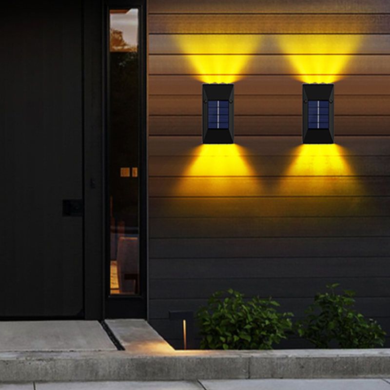 2PCS Outdoor Solar Light LED Waterproof Decoration Wall Lamp For Fence Porch Country Balcony House Garden Street Lighting - White