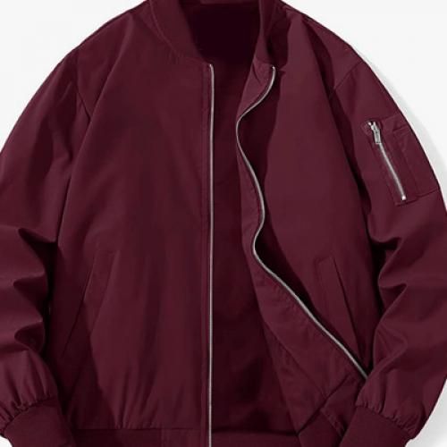 Wine Color Bomber Jacket