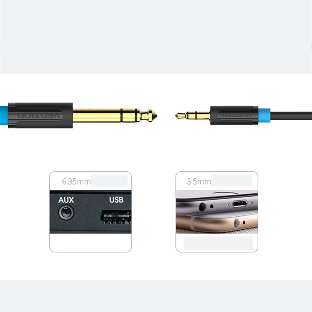 3.5mm To 6.5 / 6.35mm Male To Male Auxiliary Cable Adapter For Mixer