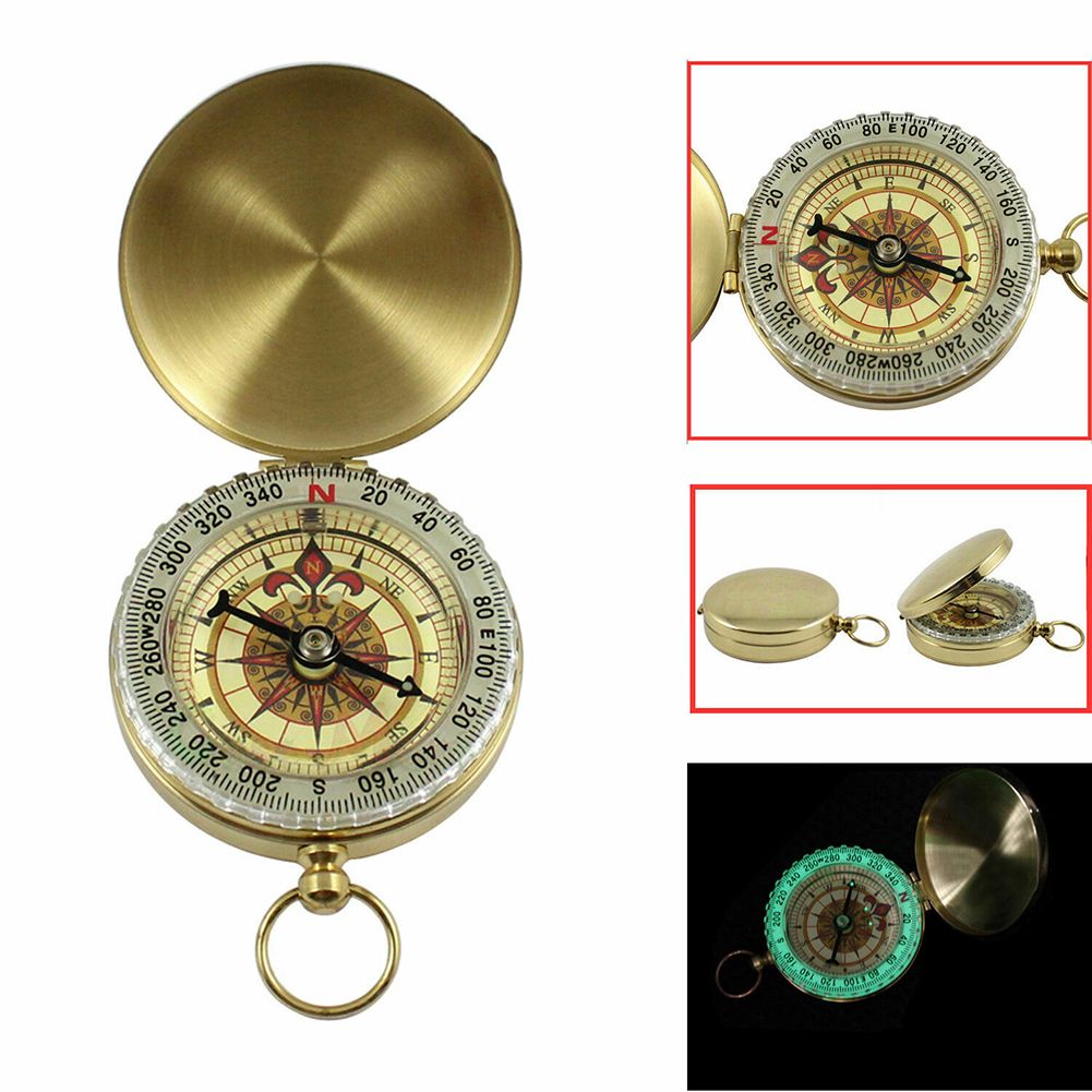 Retro Luminous Brass Pocket Watch Outdoor Camping Hiking