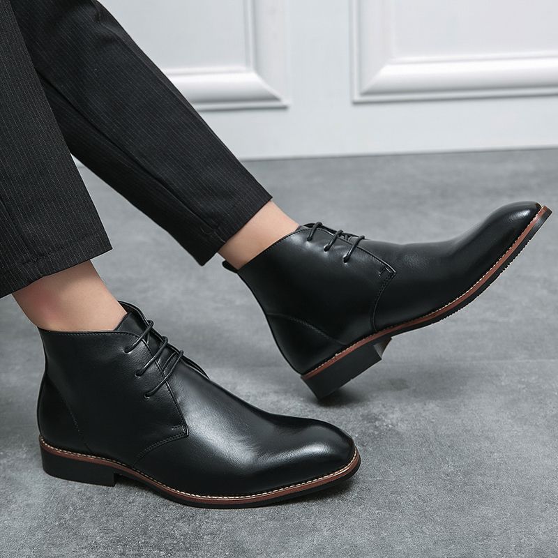 Mens Oxfords Boots Dress Ankle Booties Big Size-Black