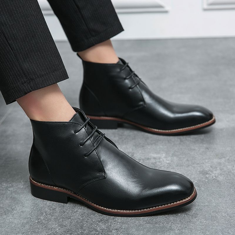 Mens Oxfords Boots Dress Ankle Booties Big Size-Black