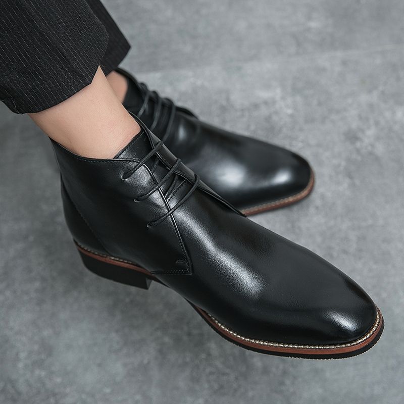 Mens Oxfords Boots Dress Ankle Booties Big Size-Black