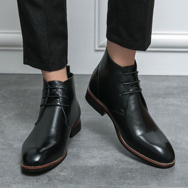 Mens Oxfords Boots Dress Ankle Booties Big Size-Black