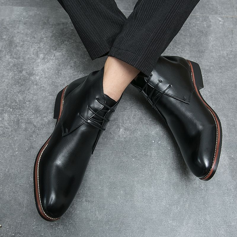 Mens Oxfords Boots Dress Ankle Booties Big Size-Black