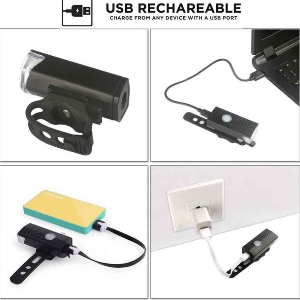 2x USB Bike Headlight High Bright Riding LED Light Front
