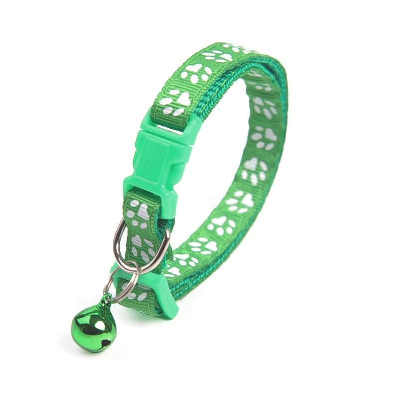 1PC Pet Collar Color Cute Bell Collar Adjustable Buckle Green