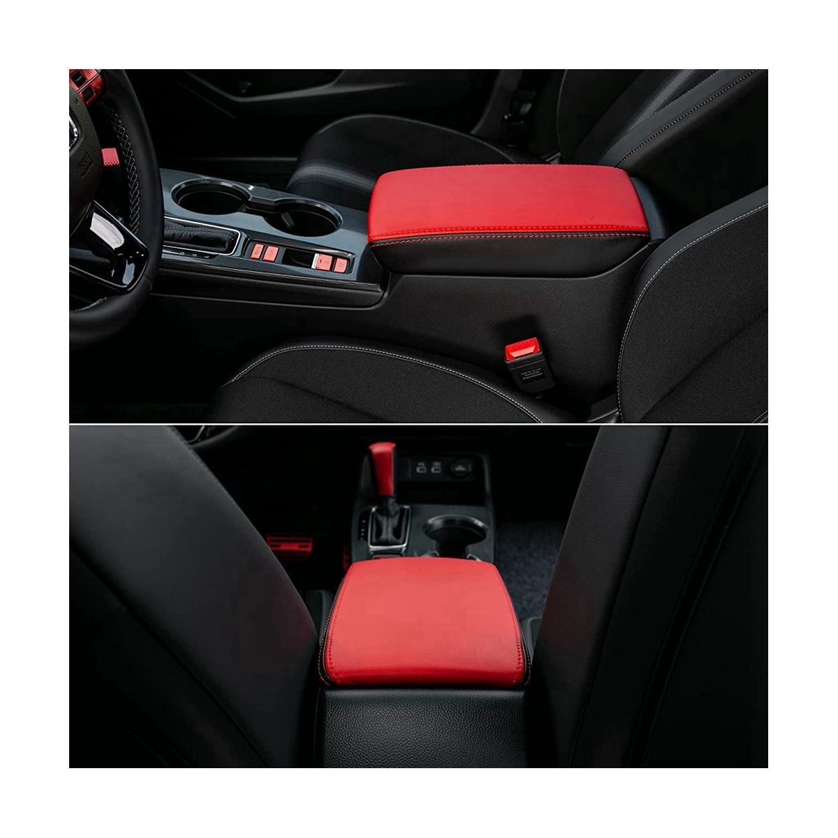 Black Microfiber Leather Interior Center Control Armrest