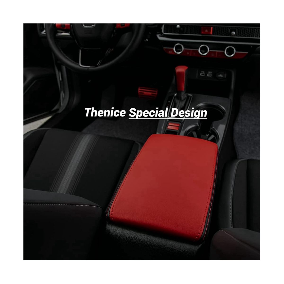 Black Microfiber Leather Interior Center Control Armrest