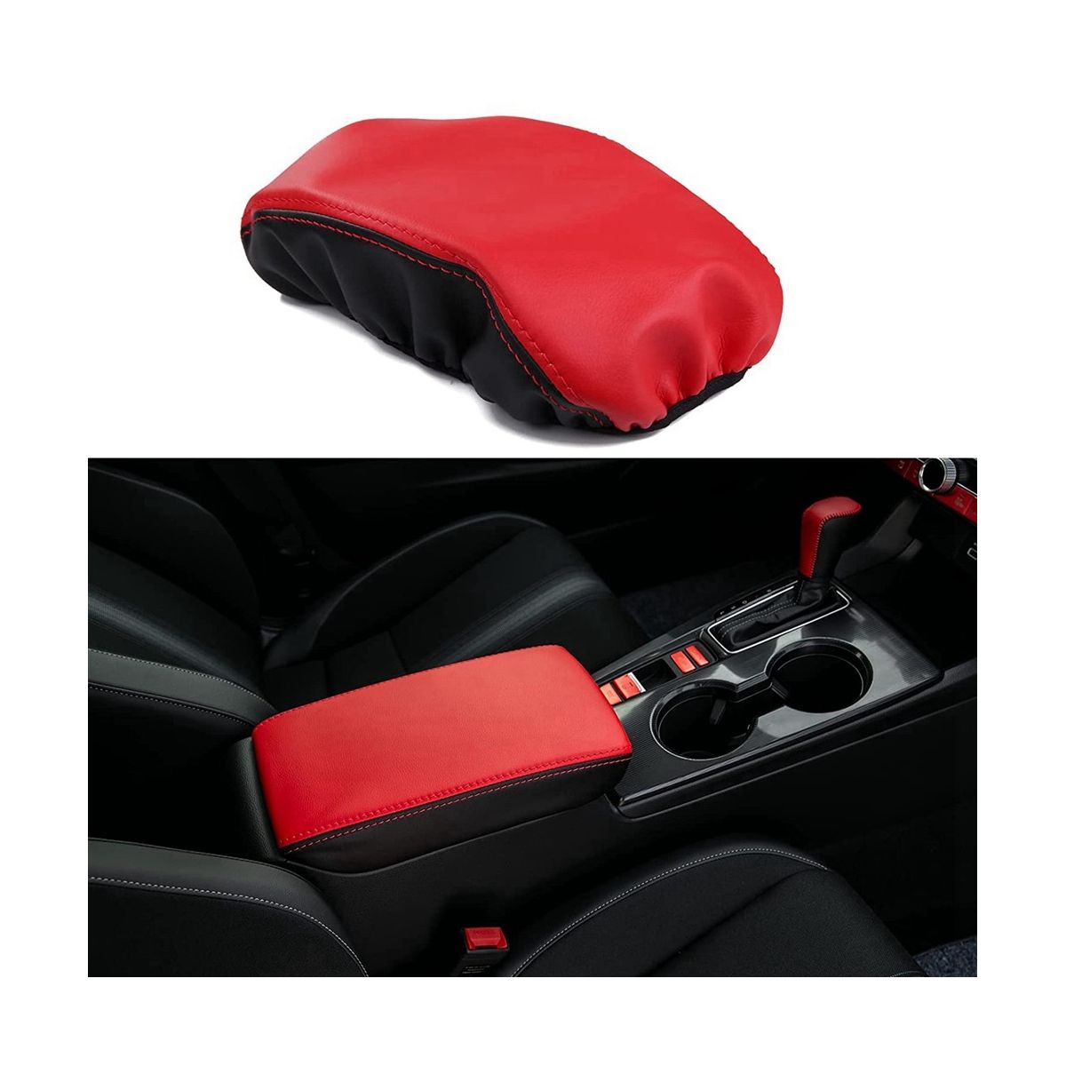 Black Microfiber Leather Interior Center Control Armrest