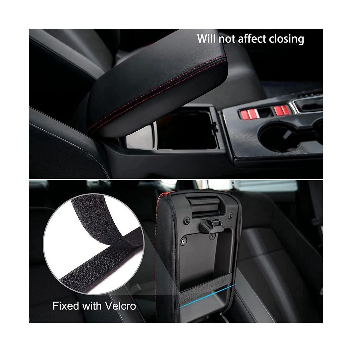 Black Microfiber Leather Interior Center Control Armrest
