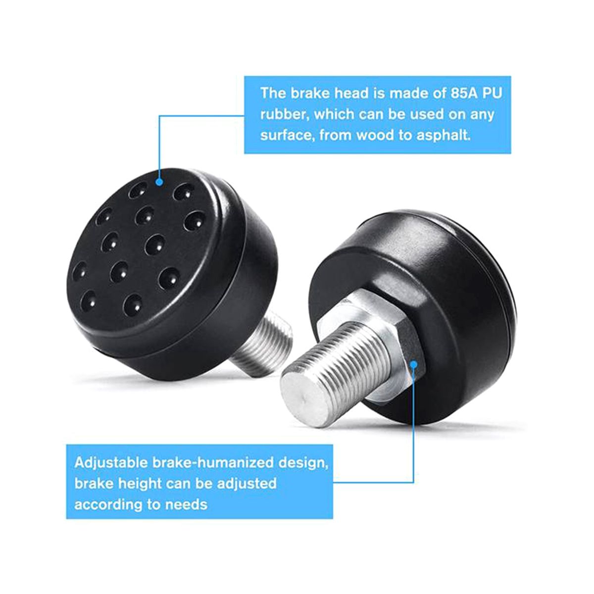 1 Pair 85A Roller Skates Toe Stops with 9/16 Inch (14mm) Bolt