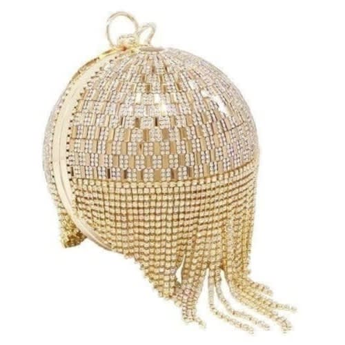 Round Ball Shaped Glittery Wristlets Clutch Purse