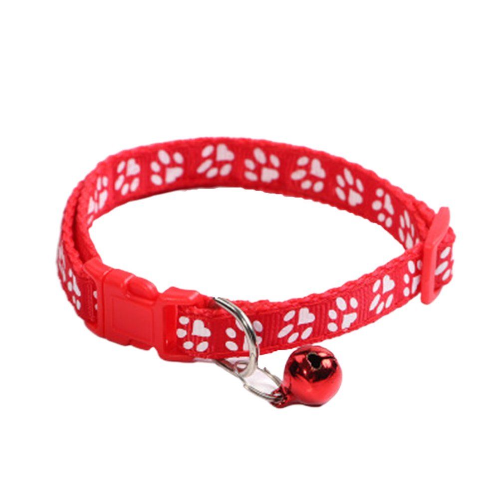 Patches Bells Color Buckle Footprint Collars Synthetic Pet Safety Collars
