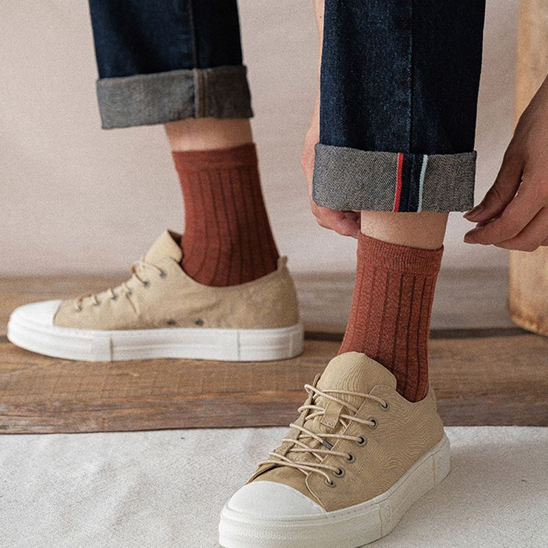 Men Spring Autumn Retro Socks,Casual Cotton Sock（8 Pair）