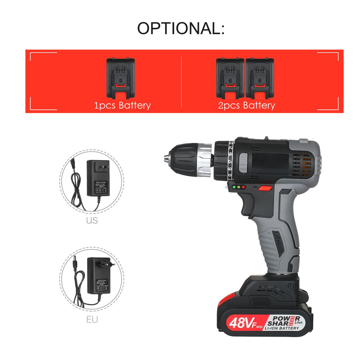 160W 21V Cordless Drill Dirve Kit 2 Speed Brushless Cordless