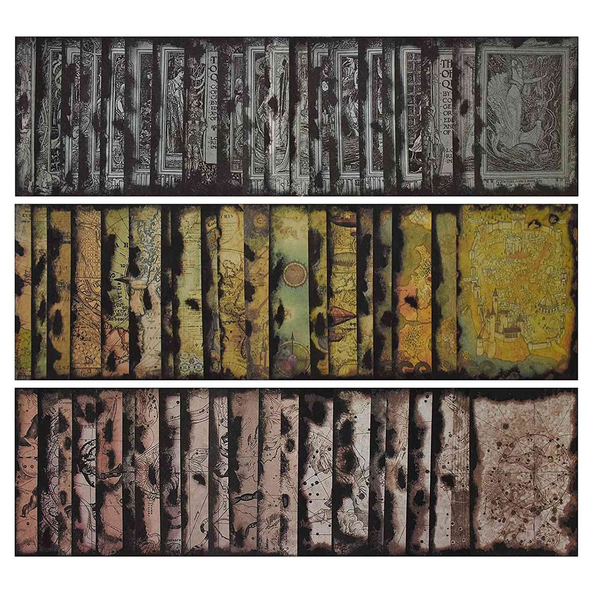 240 Pcs Antique Scrapbook Paper Retro Burning Scrapbook Supplies Bag for Garbage Planner Decorative
