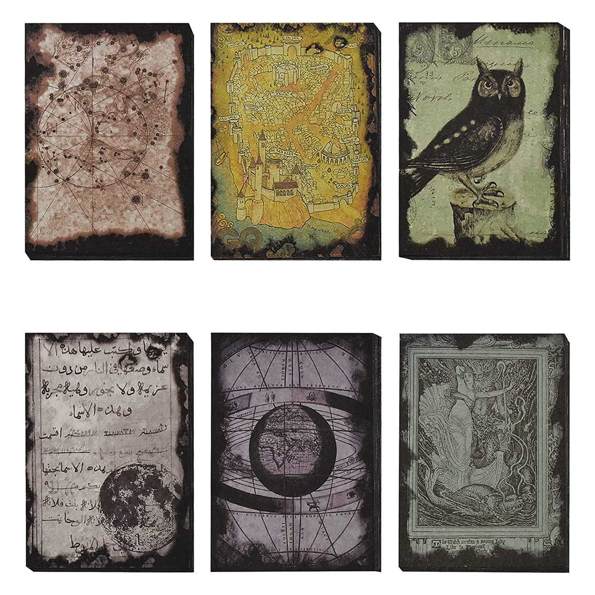 240 Pcs Antique Scrapbook Paper Retro Burning Scrapbook Supplies Bag for Garbage Planner Decorative