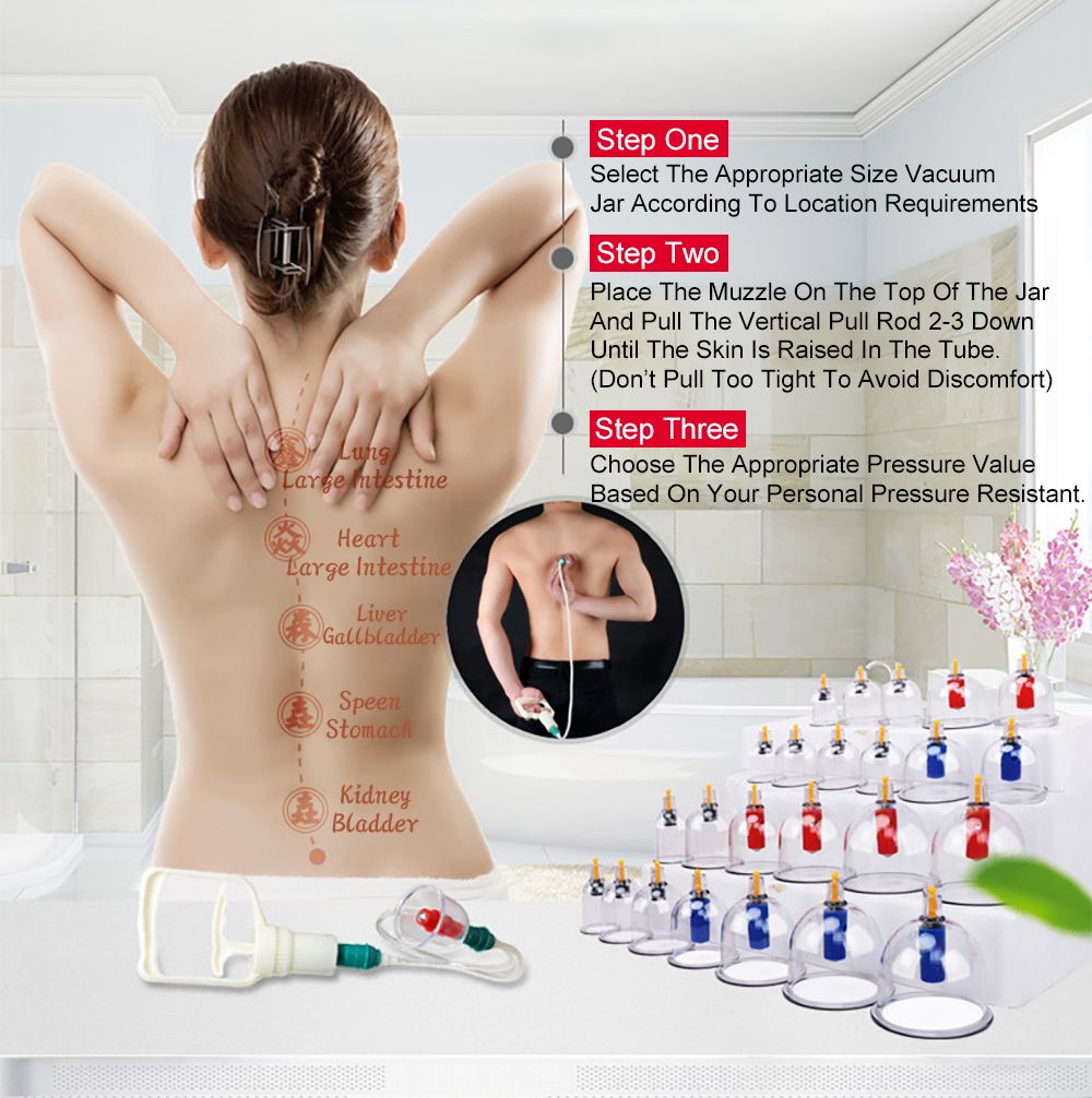 Magnet Vacuum Therapy Medical Sucker 24/12/6 Massage Body Cans Chinese Cupping Massage Cups Cofoe Acupuncture Suction Set