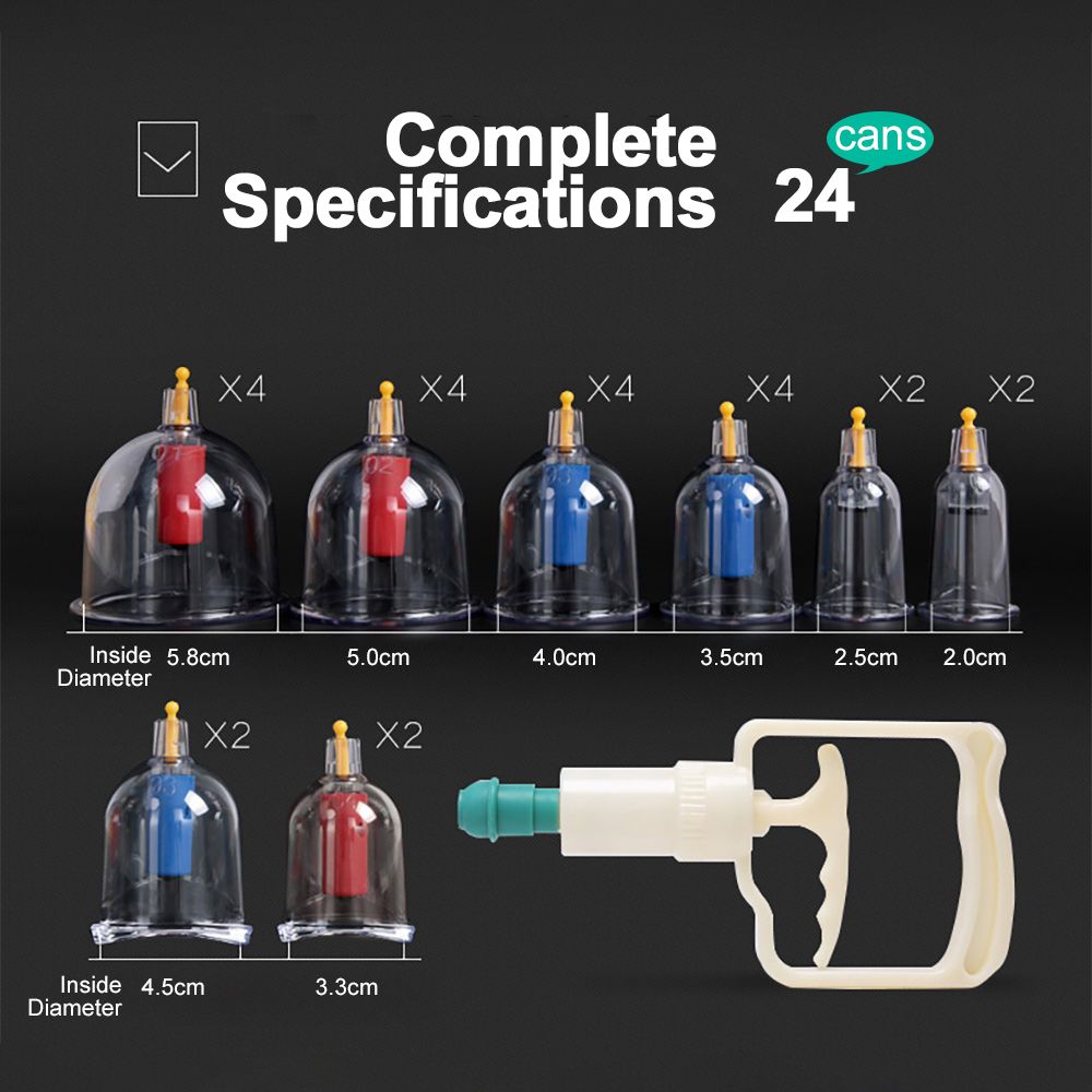 Magnet Vacuum Therapy Medical Sucker 24/12/6 Massage Body Cans Chinese Cupping Massage Cups Cofoe Acupuncture Suction Set