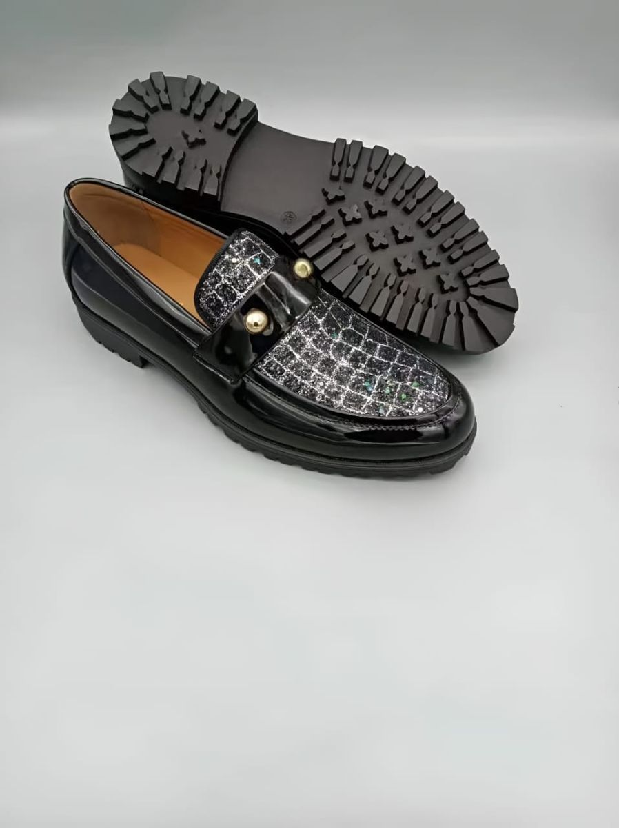 NEW SHINING  STONE UP DESIGNER SHOES BLACK