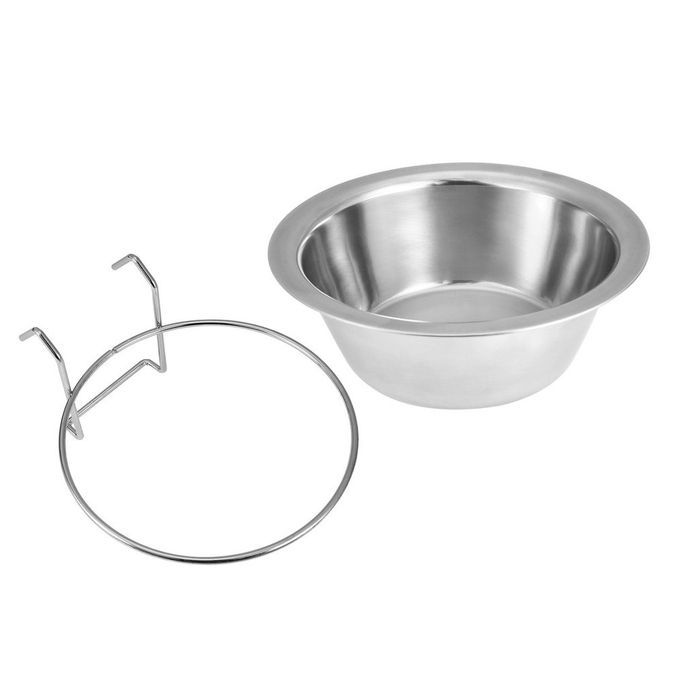 Stainless Steel Hanging Bowl Feeding Pet Bird Dog Food Water Cage Cup Silver
