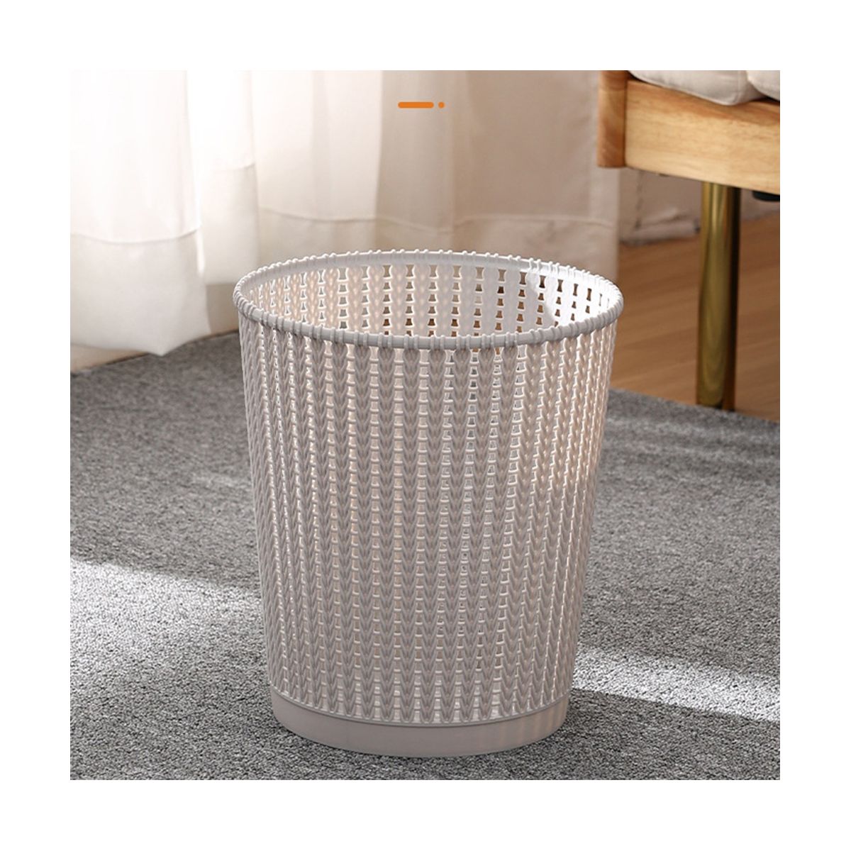 Trash Can Imitation Rattan Without Cover Room Bedroom Simple Fashion Kitchen Modern Office Creamy-White
