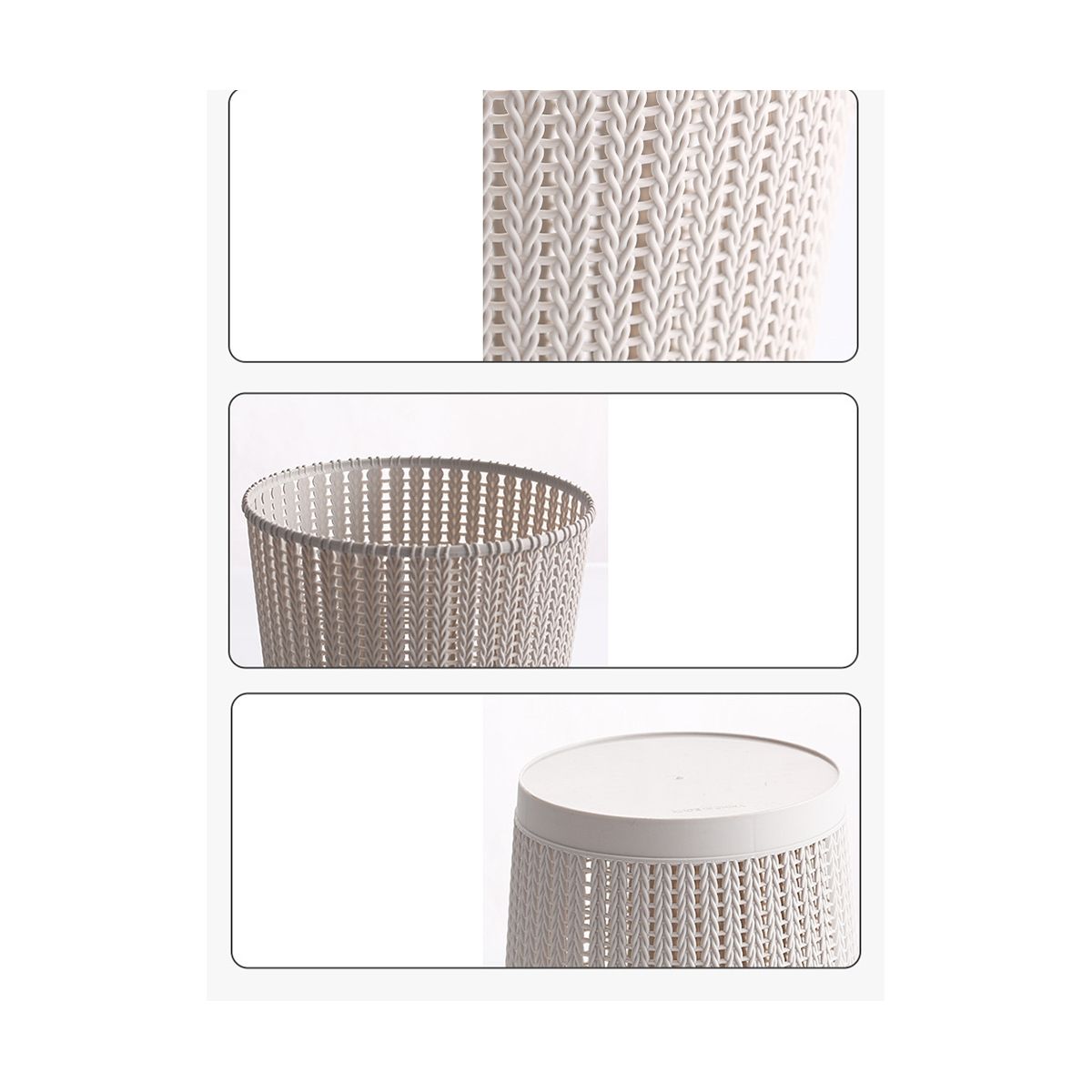 Trash Can Imitation Rattan Without Cover Room Bedroom Simple Fashion Kitchen Modern Office Creamy-White