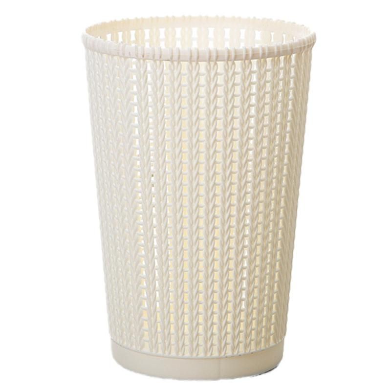 Trash Can Imitation Rattan Without Cover Room Bedroom Simple Fashion Kitchen Modern Office Creamy-White