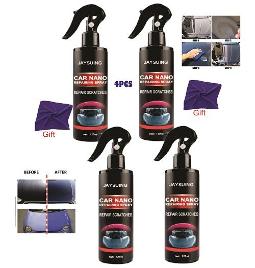 4pcs Nano Spray Car Slight Scratch Remover (120mil) & Cloth
