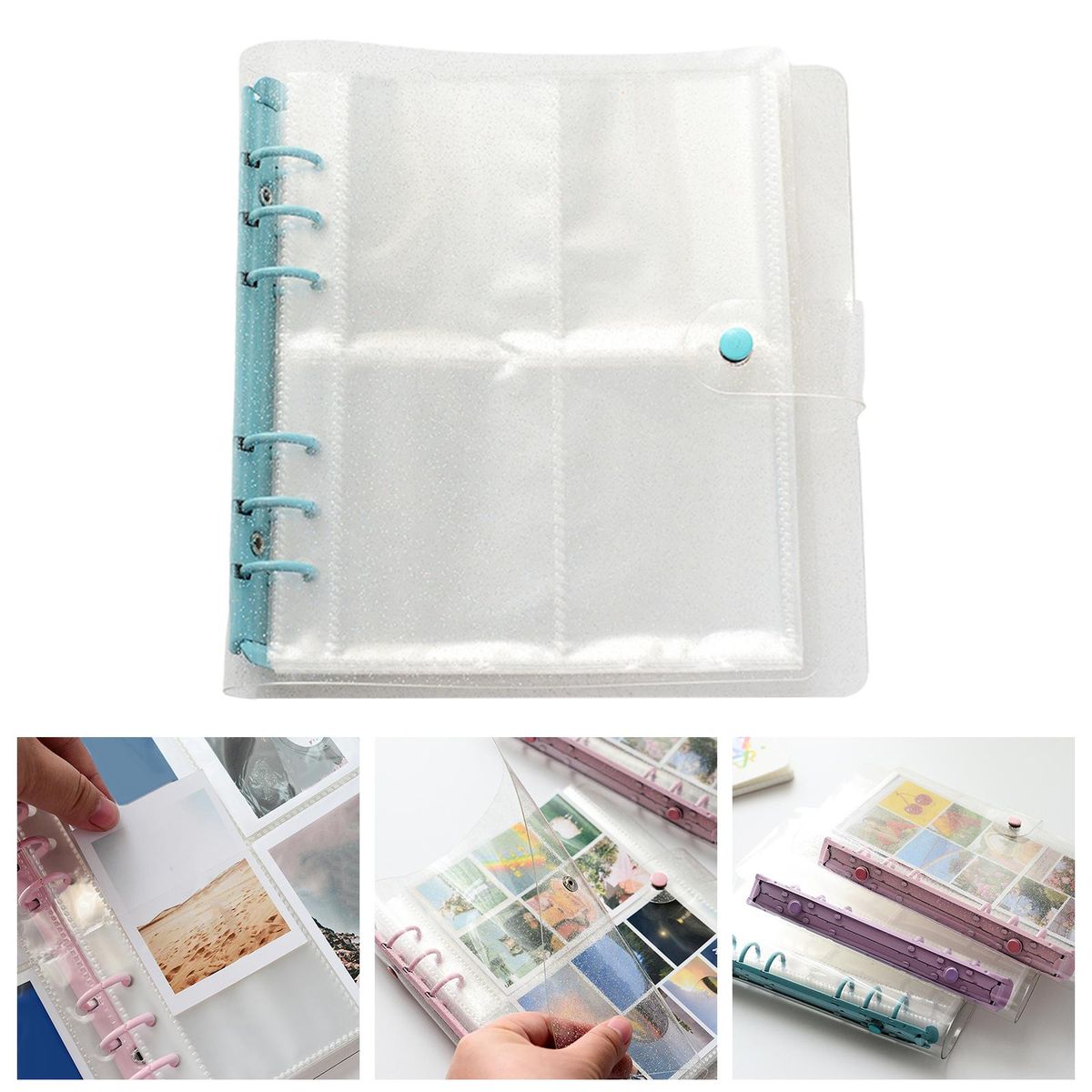 Instant Camera Book Name Card Shiny Postcards Blue