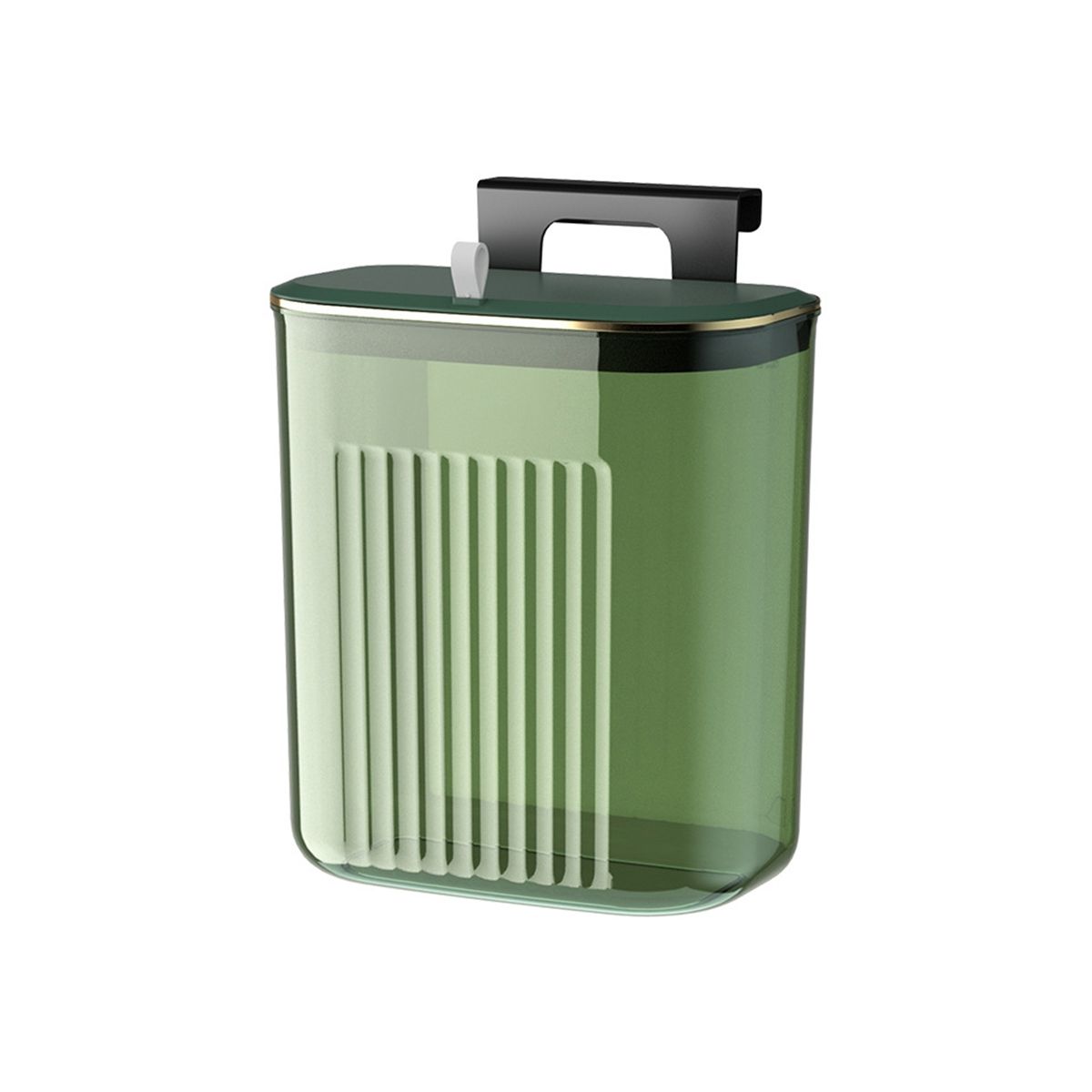9L Cover Trash Can with Lid Waste Bin Kitchen Cabinet Door Hanging Trash Green