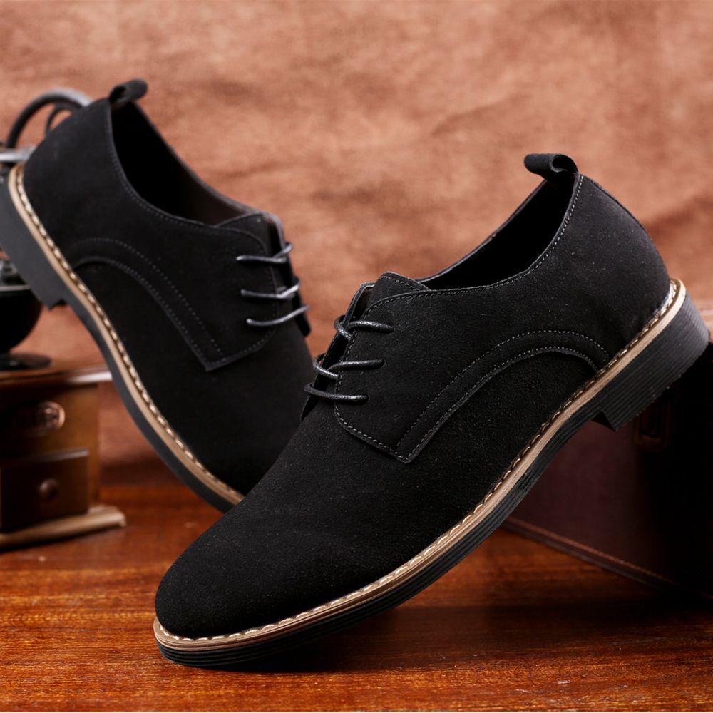 Formal Shoes For Men Suede Leather Shoes Business Wedding Footwear Black
