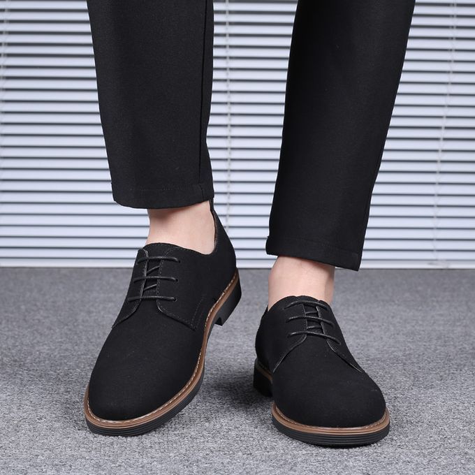 Formal Shoes For Men Suede Leather Shoes Business Wedding Footwear Black