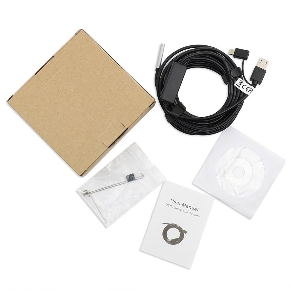 3-in-1 USB2.0 Micro USB Type-C Endoscope Inspection Borescope Camera 5.5mm Built-in 6 Adjustable LED Lights with 20M Cable IP67 Waterproof for Android MacBook Windows PC