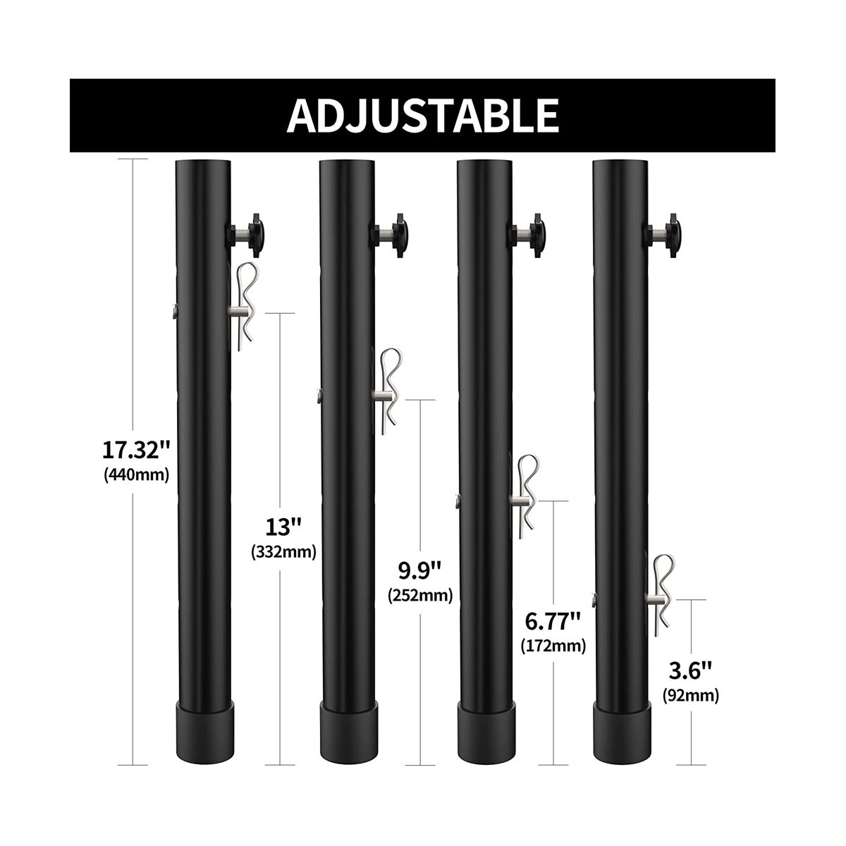 Table Leg Extenders for Folding Tables StraightBent Leg Folding Table Leg Extensions Heights Adjustable Risers - 4PCS