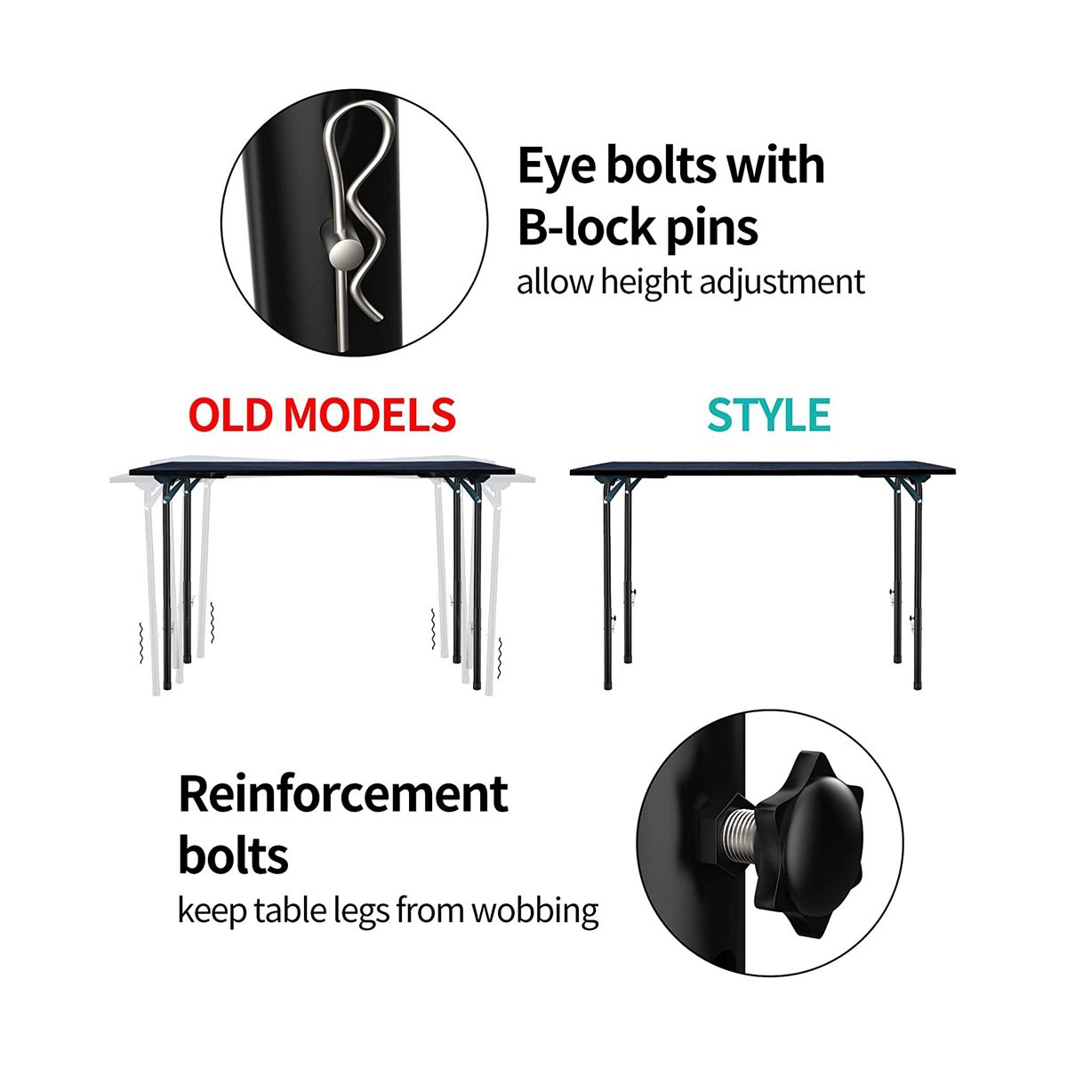 Table Leg Extenders for Folding Tables StraightBent Leg Folding Table Leg Extensions Heights Adjustable Risers - 4PCS
