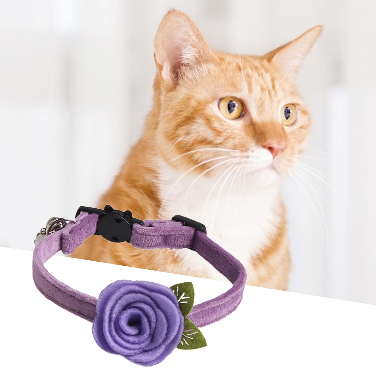 Pet Neck Circle Pet Neck Strap With Mini Bell Pendant Purple
