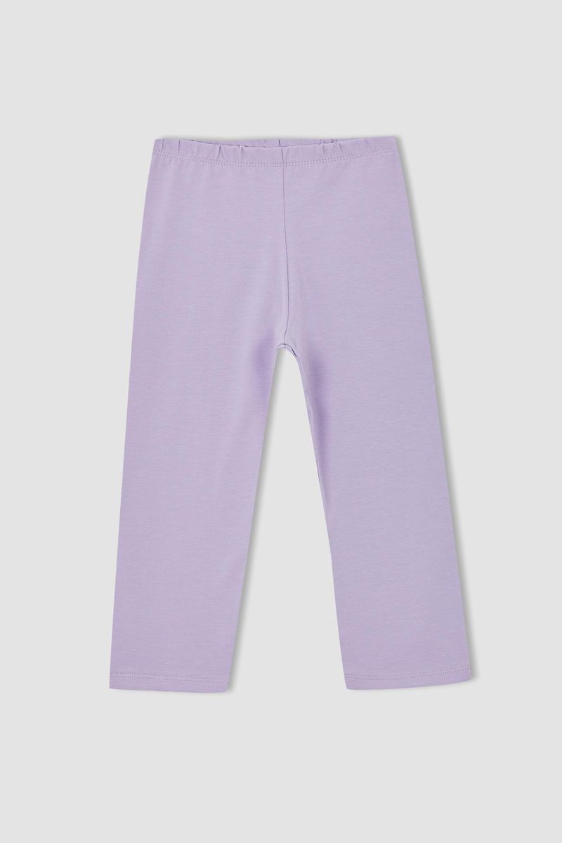 Girl - Legging Fit Knitted Bottom Leggings - Purple