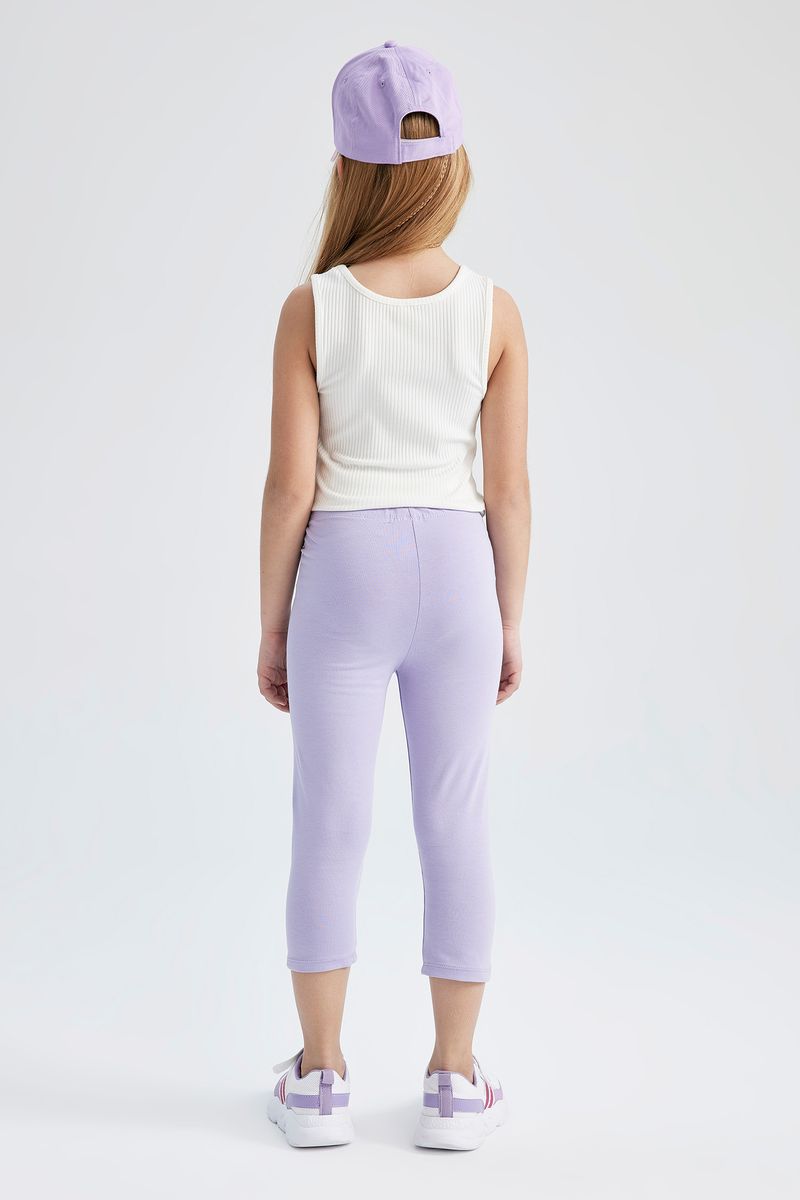 Girl - Legging Fit Knitted Bottom Leggings - Purple