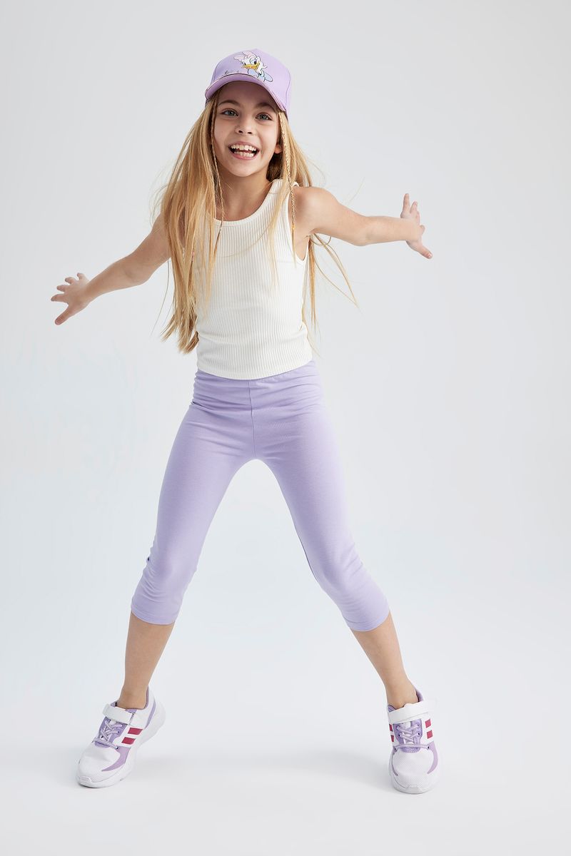 Girl - Legging Fit Knitted Bottom Leggings - Purple