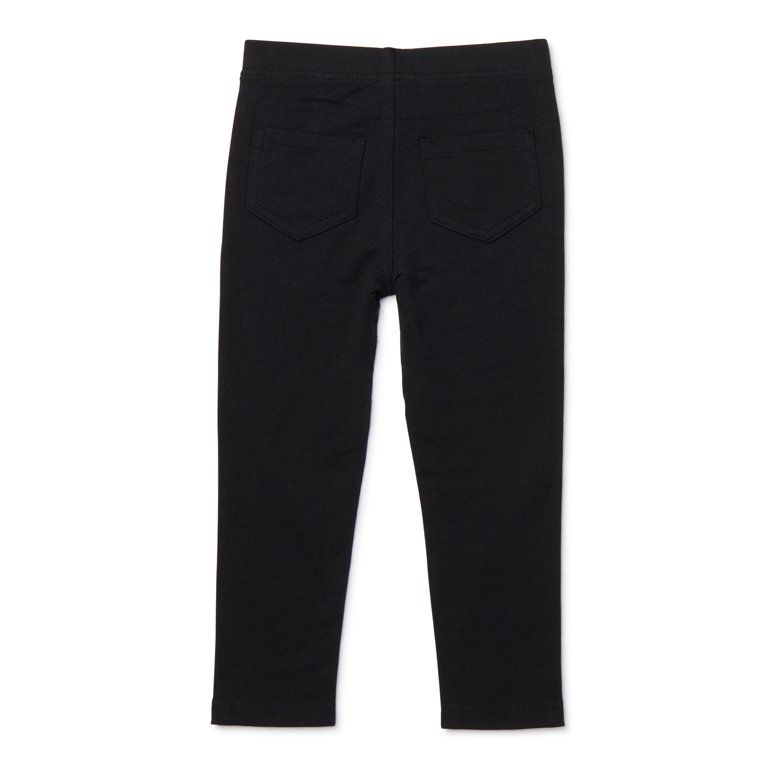Toddler Girls Black Jeggings With Piping
