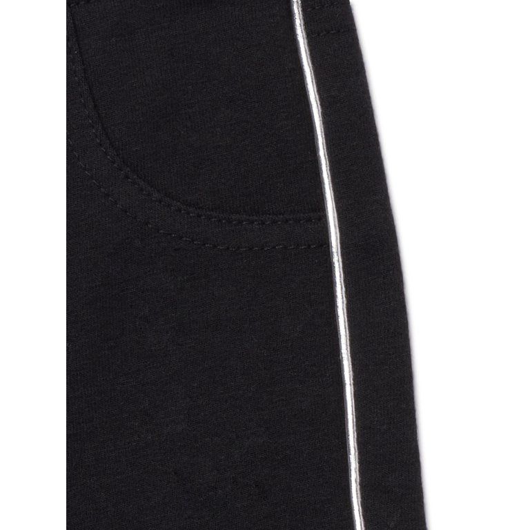 Toddler Girls Black Jeggings With Piping