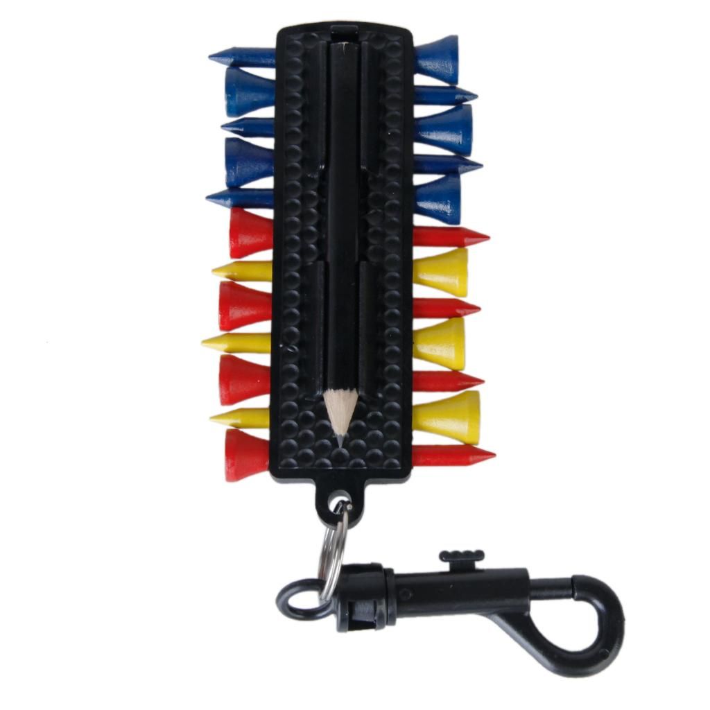 Handy GOLF TEE HOLDER CARRIER CADDY W 12 Tees 2 Ball Markers Divot