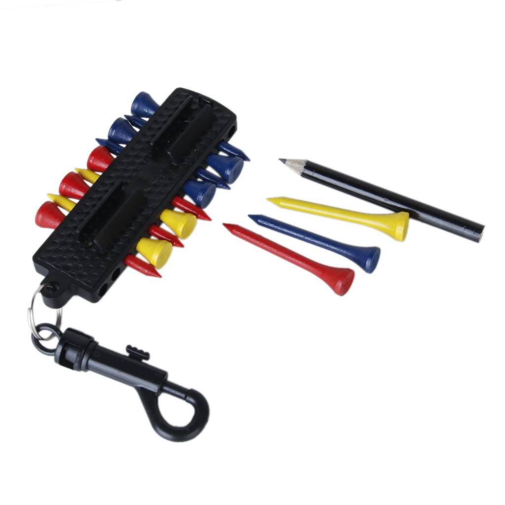 Handy GOLF TEE HOLDER CARRIER CADDY W 12 Tees 2 Ball Markers Divot