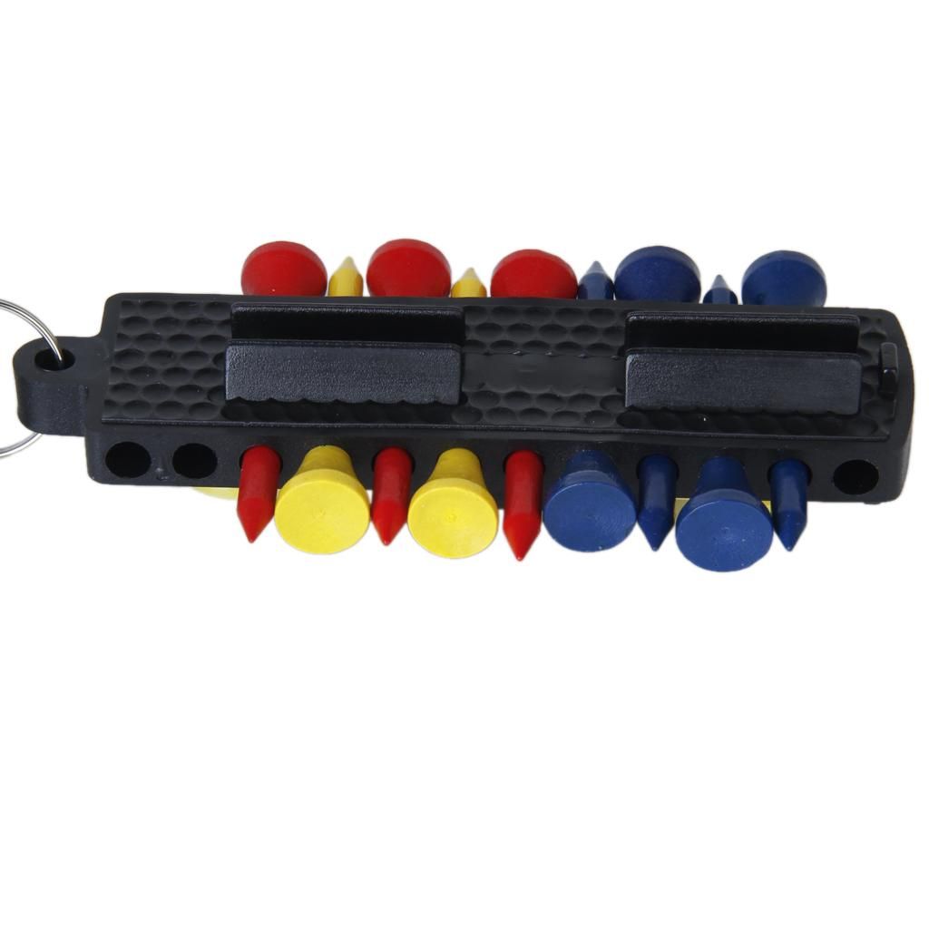 Handy GOLF TEE HOLDER CARRIER CADDY W 12 Tees 2 Ball Markers Divot