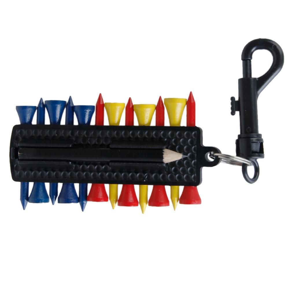 Handy GOLF TEE HOLDER CARRIER CADDY W 12 Tees 2 Ball Markers Divot